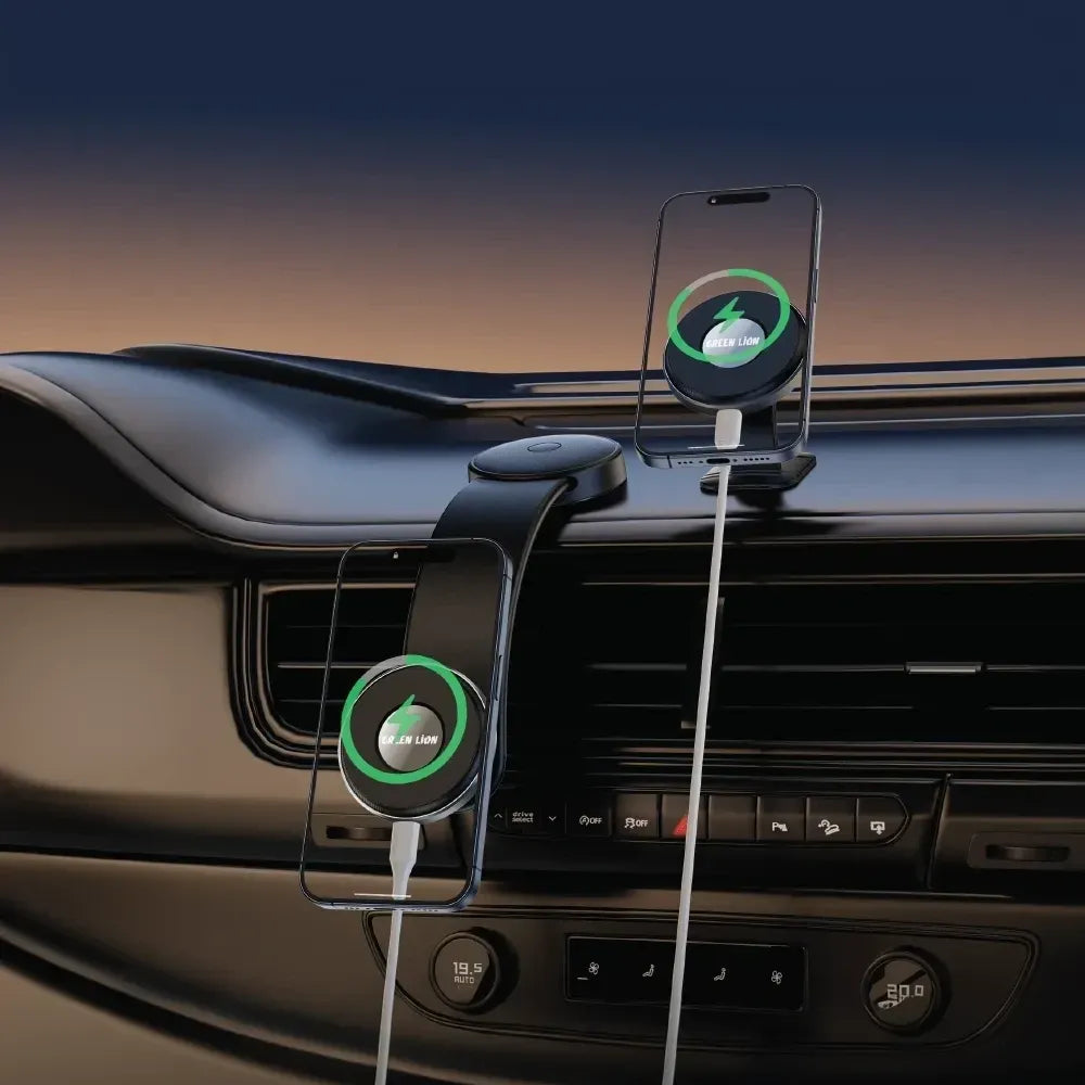Green Lion 2 in1 Magflex Wireless Car Charger - Black | IT Care Kuwait