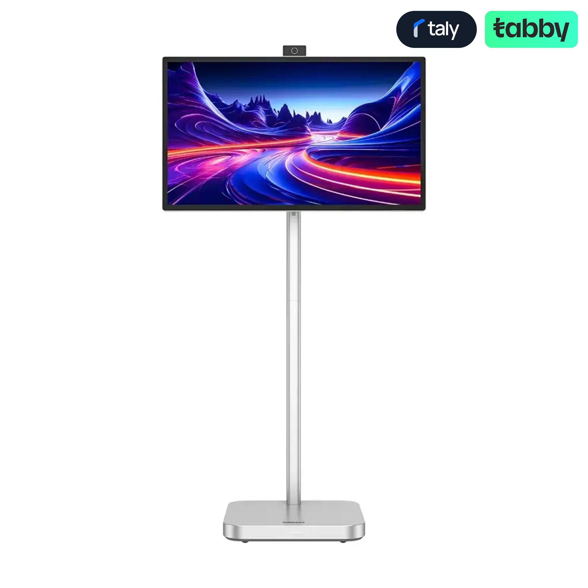 Powerology 32" 4K UHD Android Smart Tablet with Stand – 8GB RAM, 128GB Storage, Wi-Fi 6 (Silver)