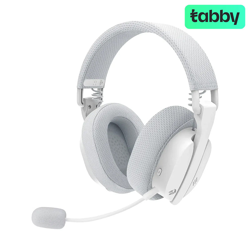 Redragon LUCE H888 Tri-Mode Wireless Gaming Headset – 7.1 Surround Sound, Dual Microphone, 25H Battery (White)