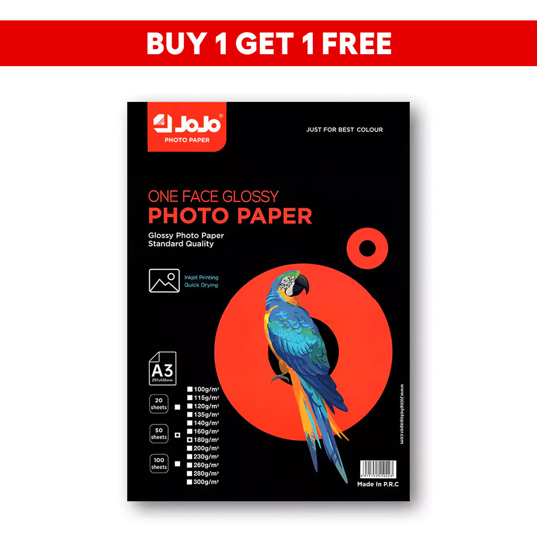 JoJo One-Side Glossy Photo Paper - A3 / 180GSM / 50 Sheets / Inkjet Printing / JA-2014