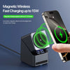 Magnetic 4 in 1 Auto Rotation Wireless Charger with Clock 15W