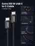UGREEN CD293 130W 3-Port USB-C Car Charger with 100W USB-C Cable - Black
