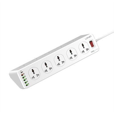 Ldnio 10 Outlet Power Socket – 10 Way / USB-C / 2 Meters / White