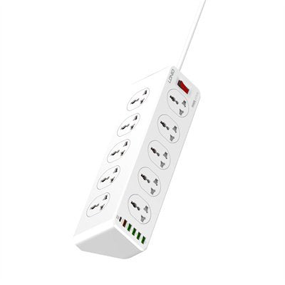 Ldnio 10 Outlet Power Socket – 10 Way / USB-C / 2 Meters / White