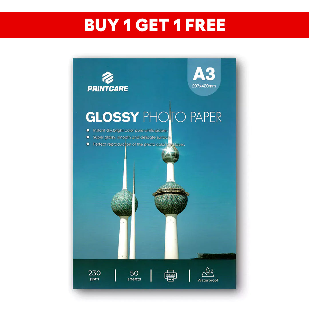 Print Care Glossy Photo Paper - A3 / 230GSM / 50 Sheets / Waterproof Inkjet Printing