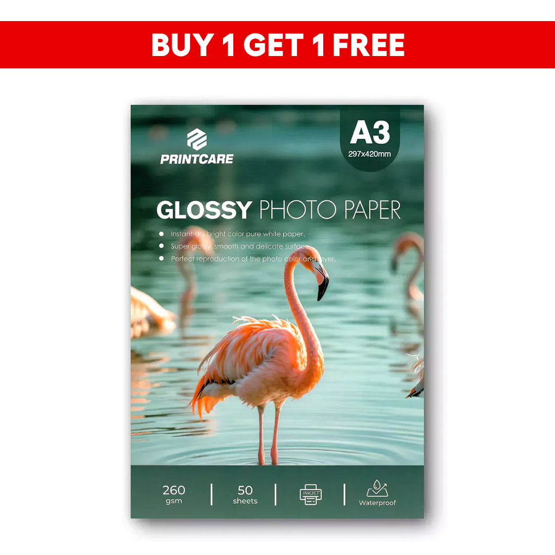 Print Care Glossy Photo Paper - A3 / 260GSM / 50 Sheets / Waterproof Inkjet Printing