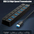 7-in-1 USB 3.0 Hub Splitter – 7 Ports Extender with Switch, 30cm Cable for Laptop PC
