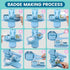 Print Care Square Magnet Button Maker Kit 50×50mm – DIY Fridge Magnet Machine with 100pcs Complete Set