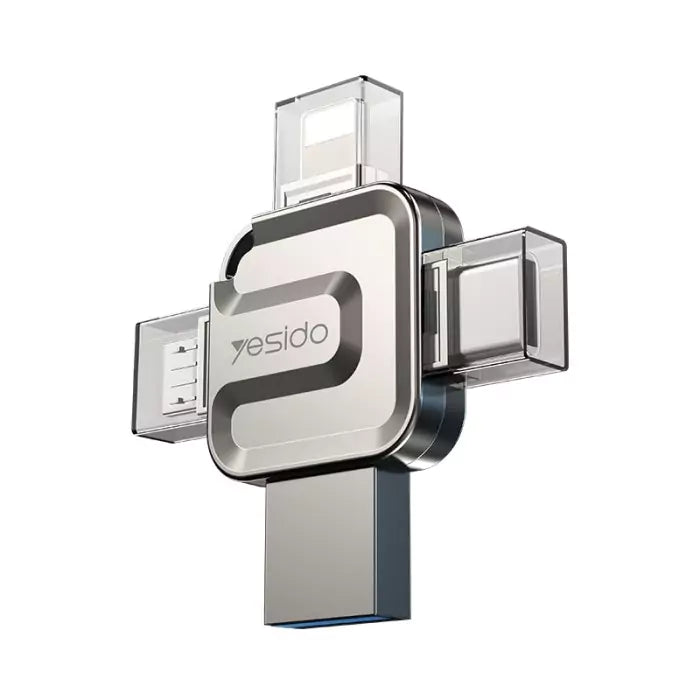 Yesido FL15 4-in-1 OTG Flash Drive - 512GB/ Up to 110 MB/s/ USB 3.0/ Micro/ Type-C/ Lightning Memory Stick