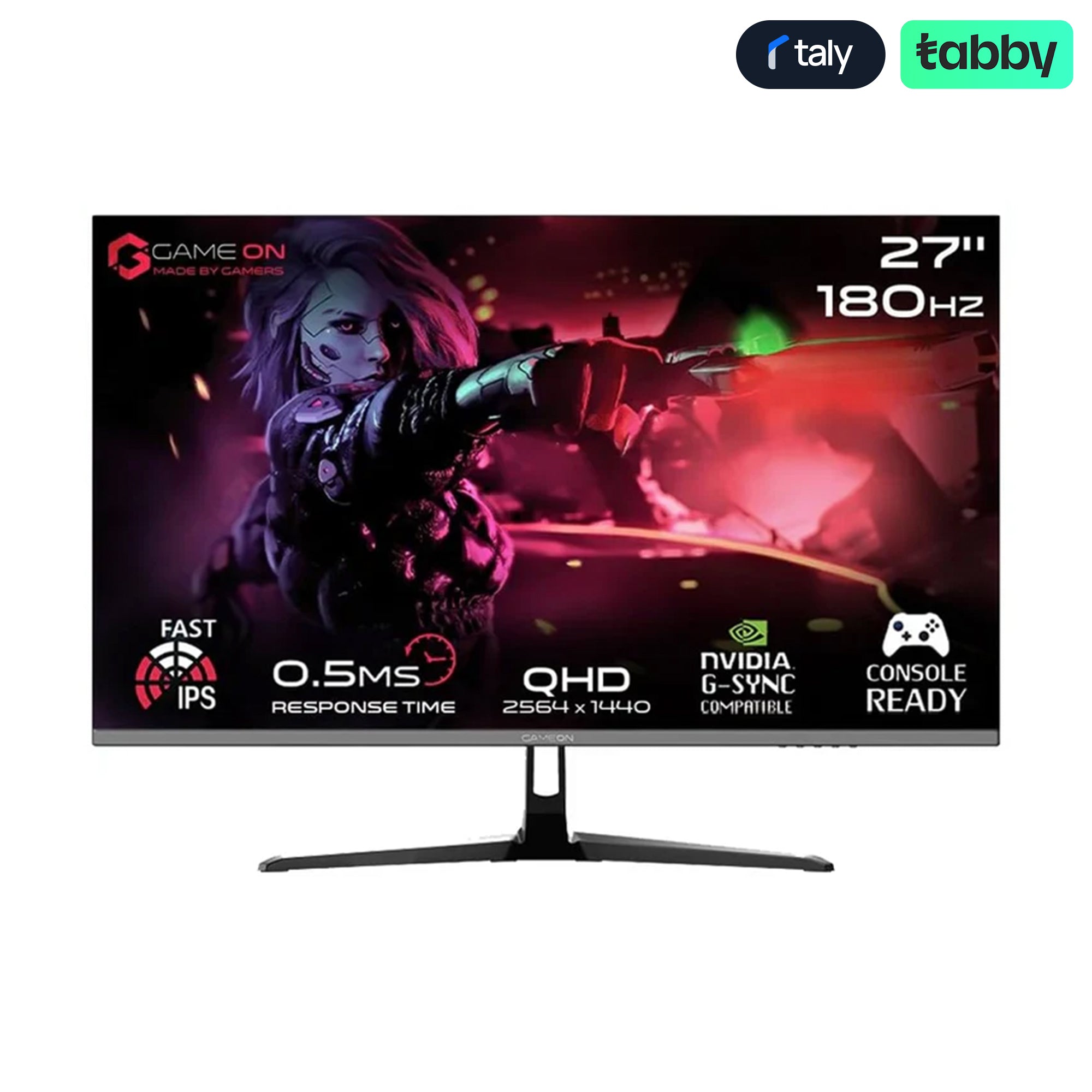 GAMEON GOPS27QHD180IPS 27-inch QHD 180Hz Fast IPS Gaming Monitor HDMI 2.1 Black | IT Care Kuwait