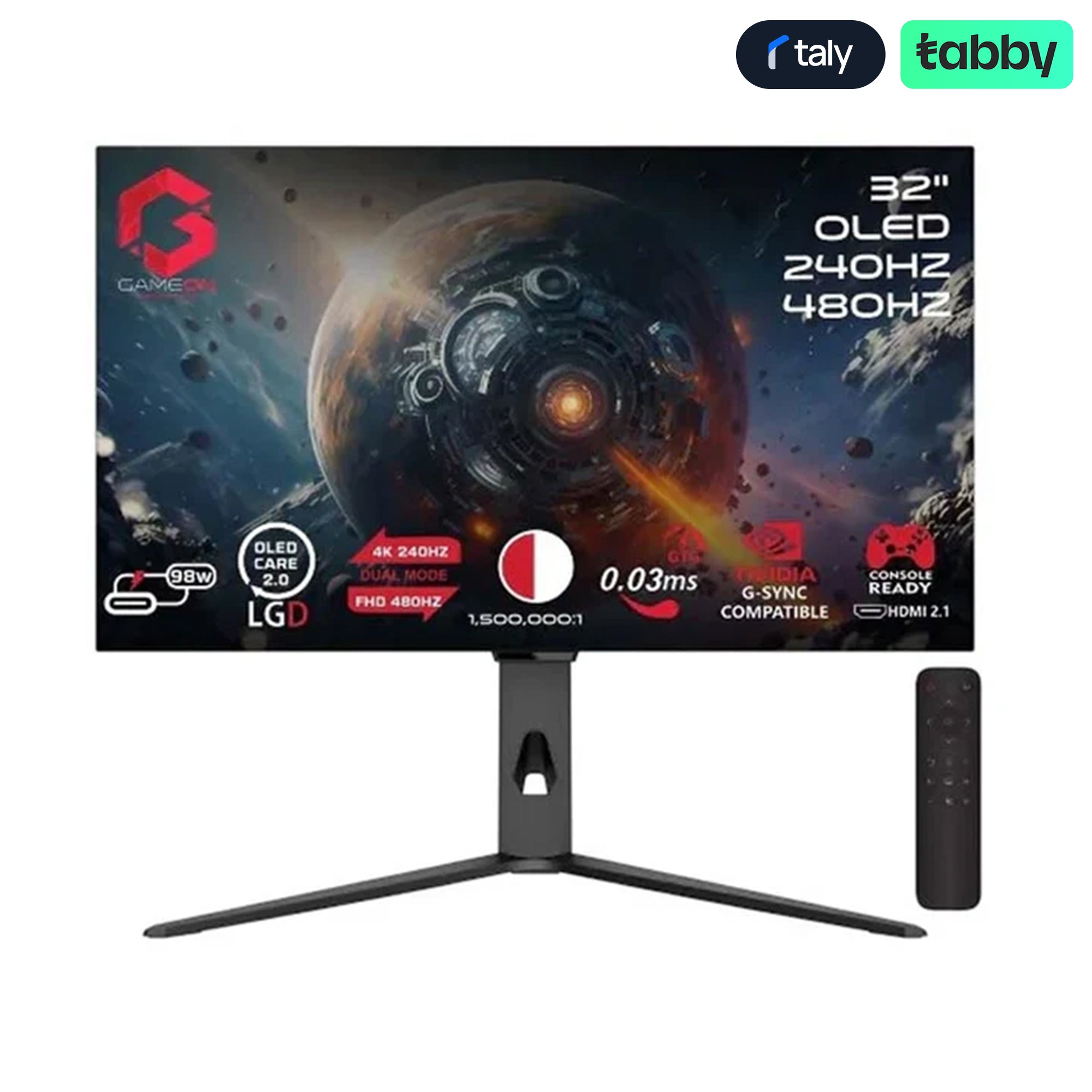 GAMEON GO32OLED 32-inch 4K Dual Switch OLED Gaming Monitor 240Hz 480Hz HDMI 2.1 Black | IT Care Kuwait