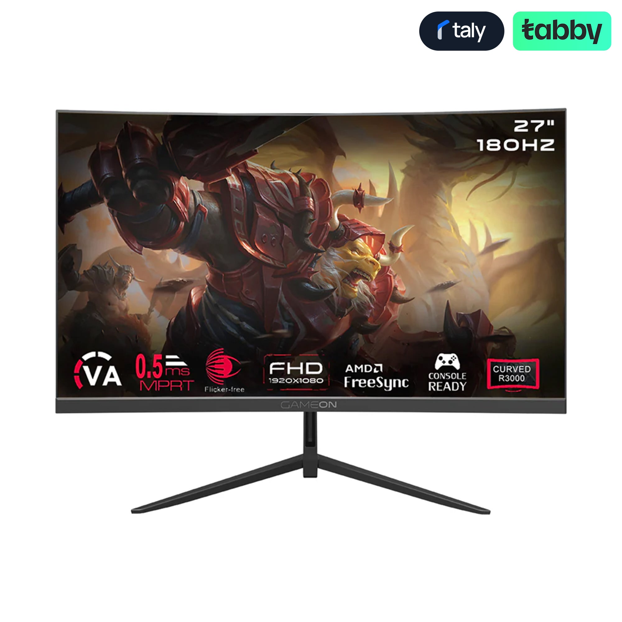 GAMEON GC27F180VA 27-inch FHD 180Hz Curved VA Gaming Monitor HDMI 2.1 Black | IT Care Kuwait
