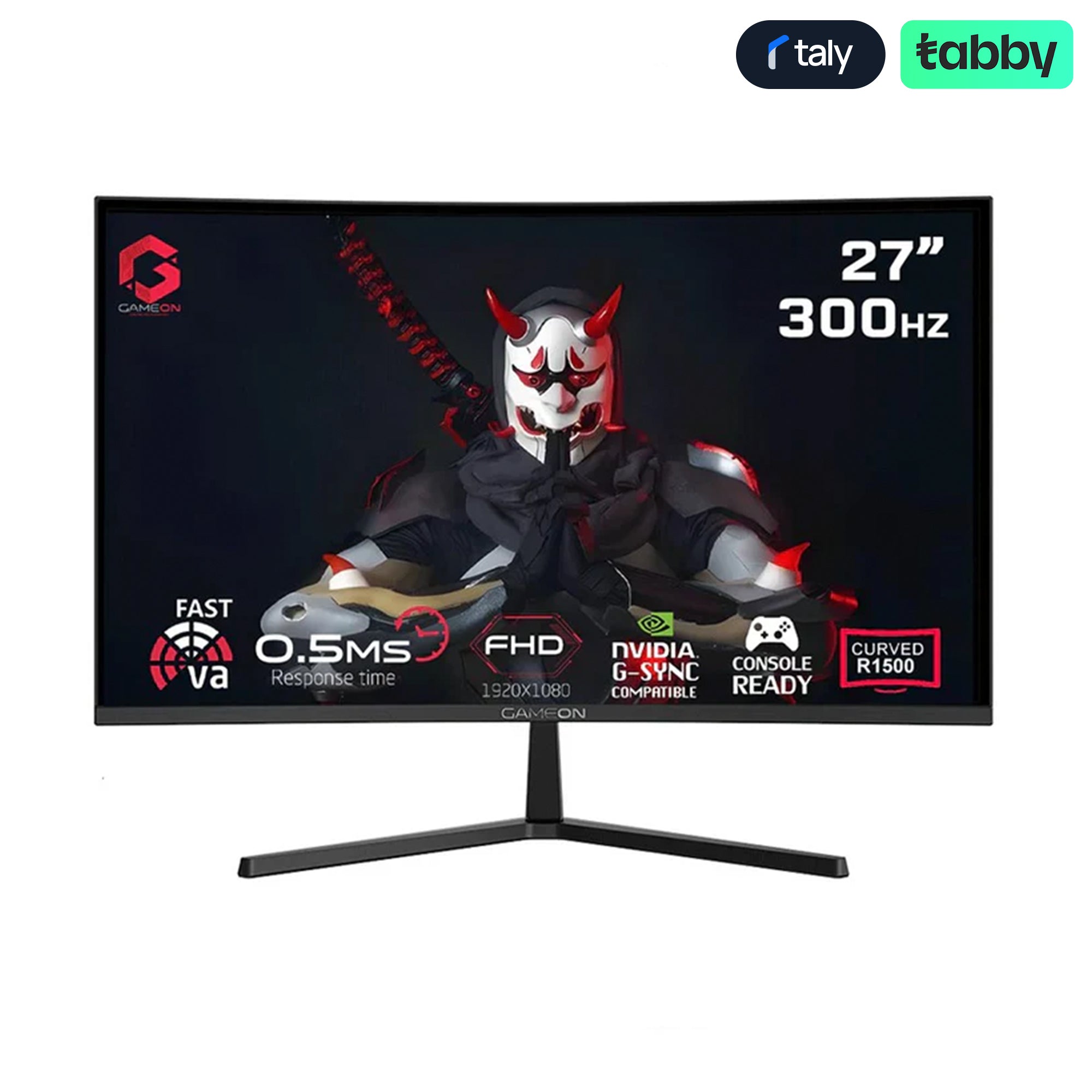 GAMEON GOC27F300 27" FHD 300Hz Fast VA Curved Gaming Monitor – 0.5ms MPRT, R1500 Curve, HDMI 2.1, DP 1.4 – Black