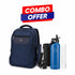 Buzio Water Bottle & Backpack School Essentials Combo – Blue