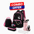Buzio Water Bottle & School Backpack Kids Combo – Black-Pink