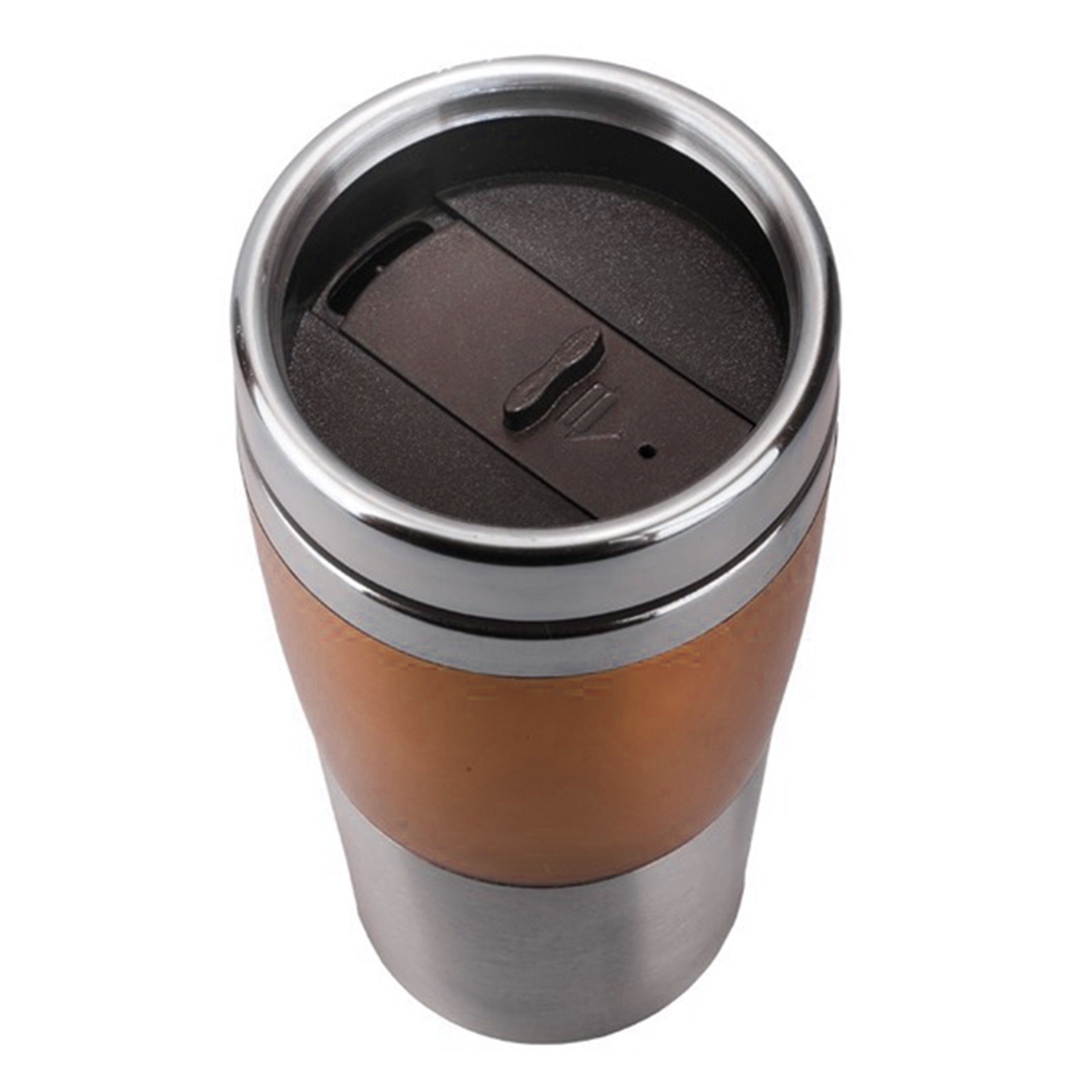 Double Wall Insulated Car Coffee Mug – 14oz / Orange/ Stainless Steel