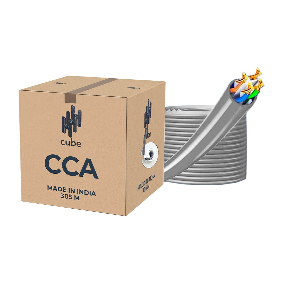 Hcube CAT6 Network Cable CCA Wire – CAT6/ 24 AWG PVC/ 305m