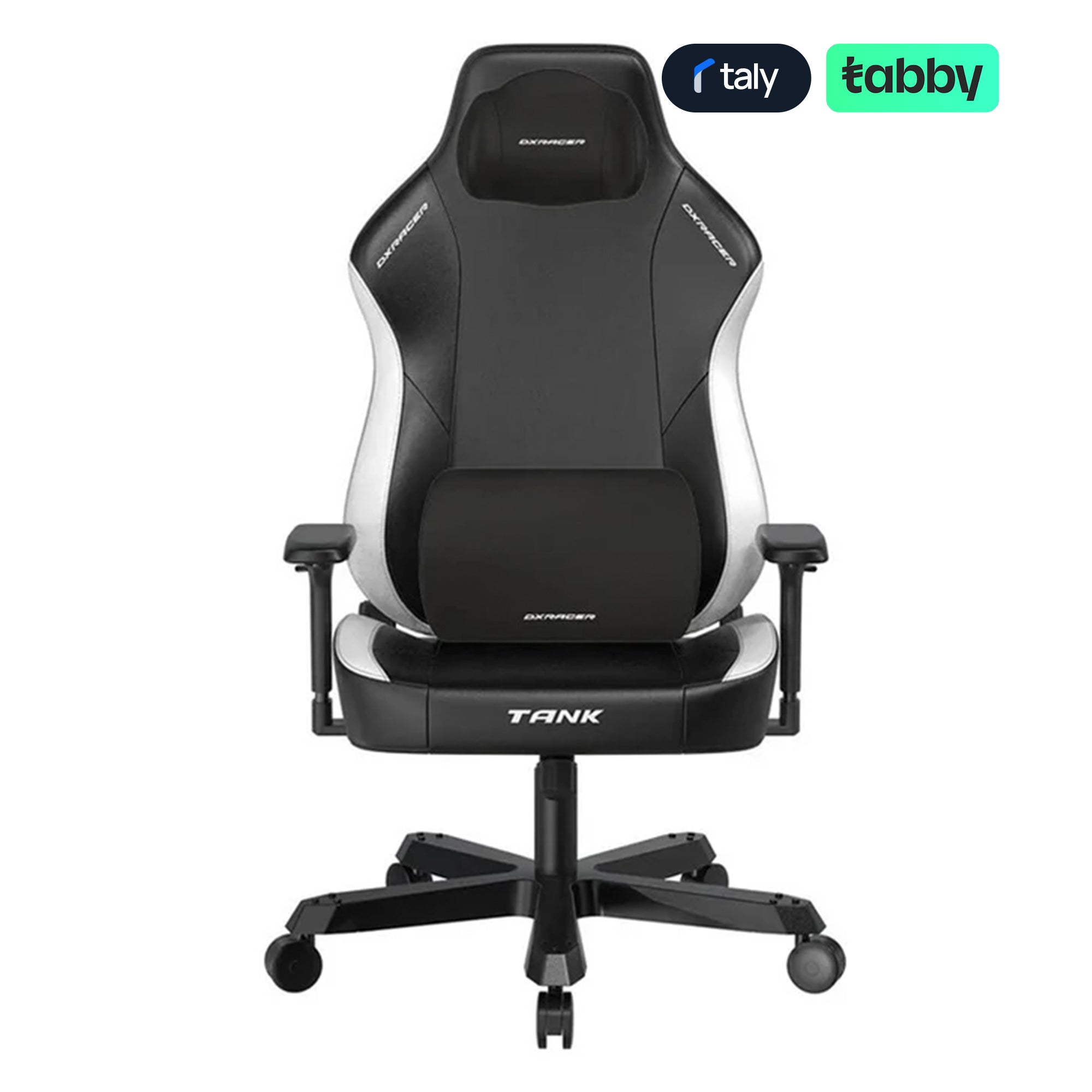 DXRacer TANK Series XXL Gaming Chair with 4D Armrests & Adjustable Lumbar Support – Black/White | IT Care Kuwait