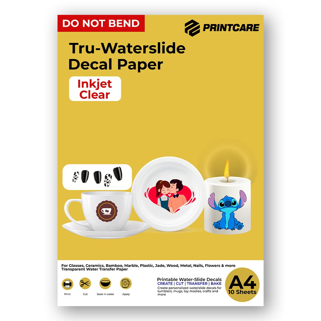 Print Care Tru-Waterslide Decal Paper &#8211; 1.0 Inkjet Clear / A4 / 10 Sheets