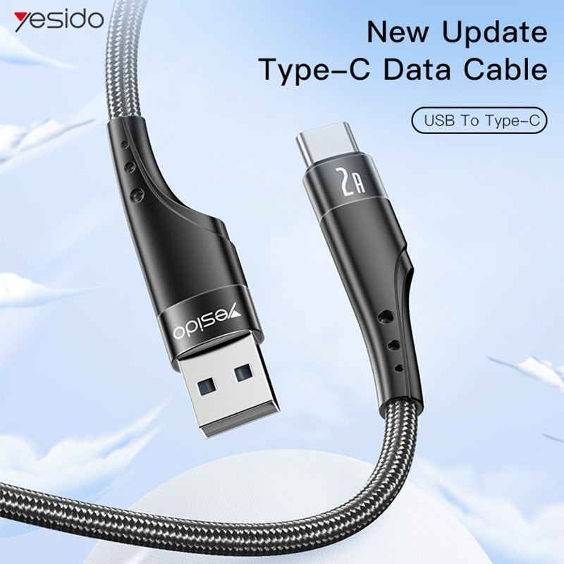 كابل شحن من Yesido CA109 2A USB إلى Type-C – أسود / 3 متر