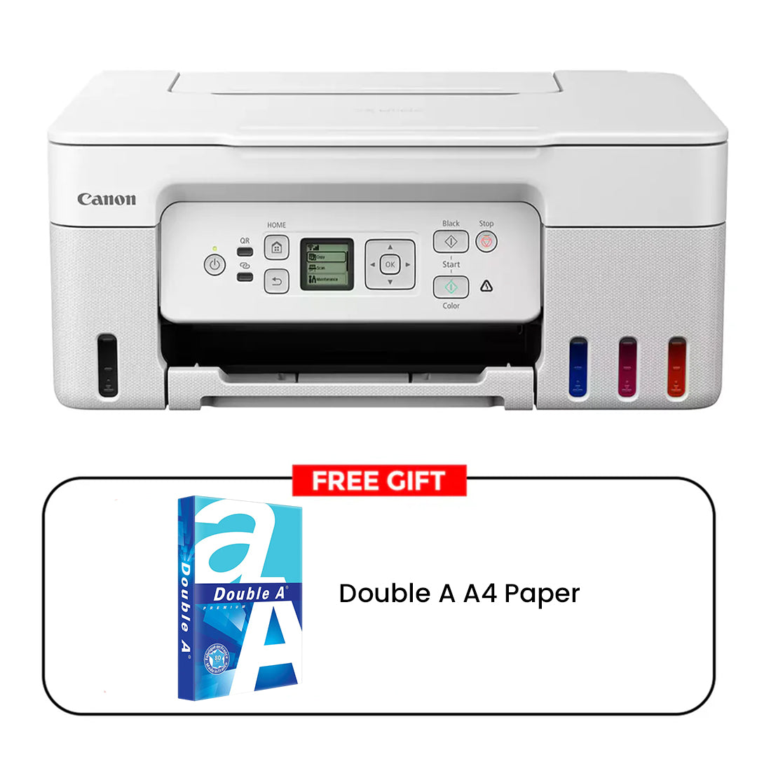 Canon PIXMA G3470 Wireless All-in-One MegaTank Printer - 11ppm / 4800dpi / A4 / Color Laser / White + Bundle with A4 Paper