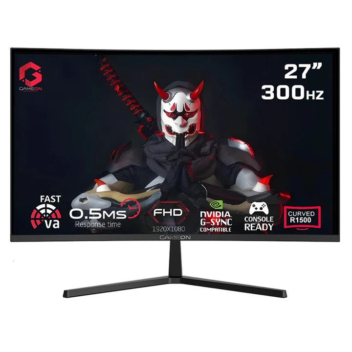 GAMEON GOC27F300 27" FHD 300Hz Fast VA Curved Gaming Monitor – 0.5ms MPRT, R1500 Curve, HDMI 2.1, DP 1.4 – Black