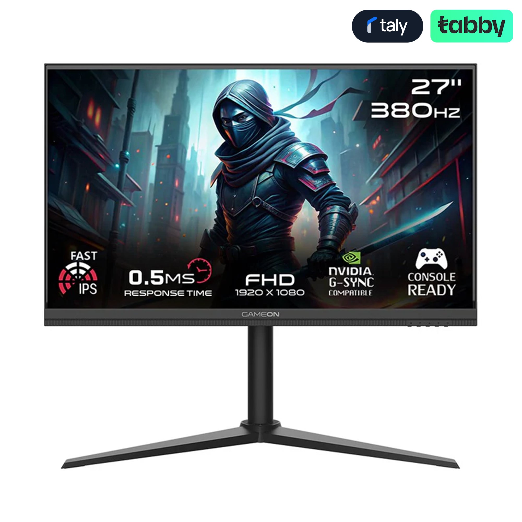 GAMEON Midnight Pro Series 27-Inch FHD Fast IPS Gaming Monitor 380Hz HDMI 2.1 Black | IT Care Kuwait