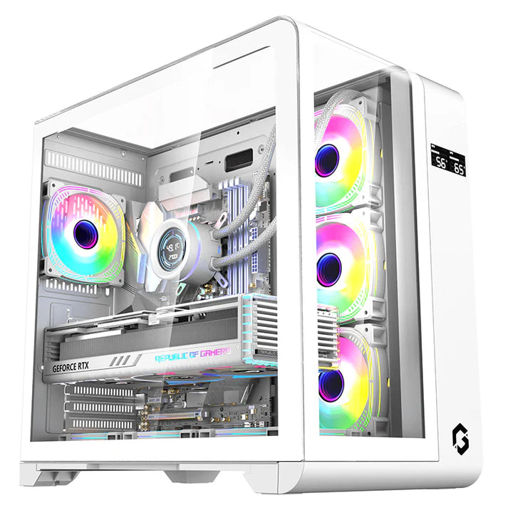 GAMEON Infinity Midnight Series ARGB Mid Tower Gaming Case – White