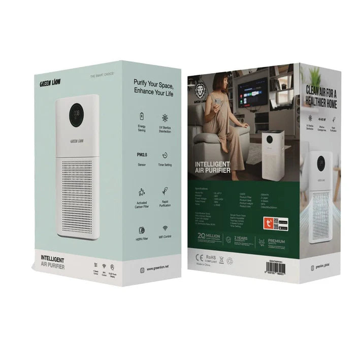 Green Lion 48W Intelligent Air Purifier White - Side View | IT Care Kuwait