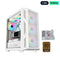 GAMEON Trident IV-A POWERFORGE Series Mid Tower Gaming Case – White with 750W 80+ Bronze Power Supply and 4 ARGB Fans