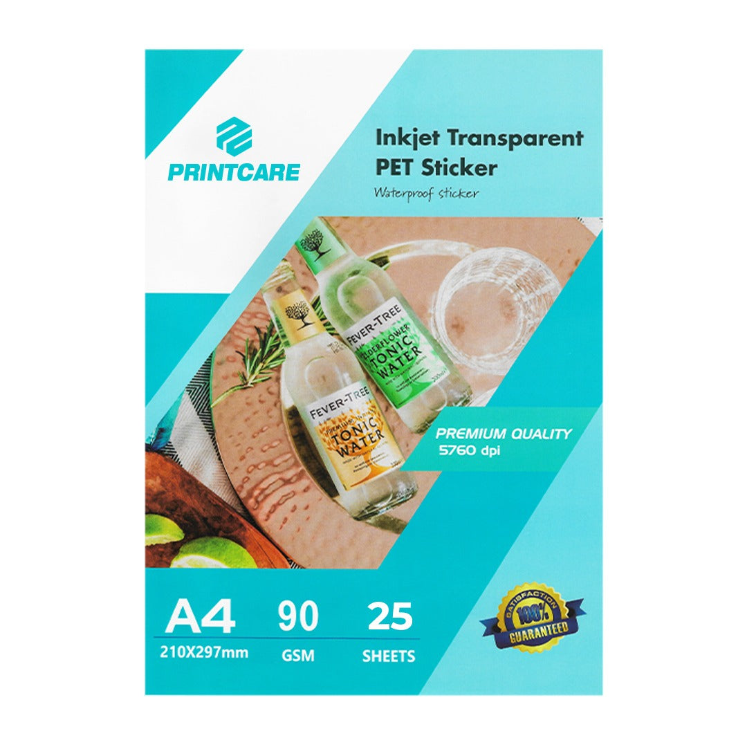 Print Care Sticker Paper – A4/ Transparent/ 25 Sheets/ 90GSM/ Wateproof
