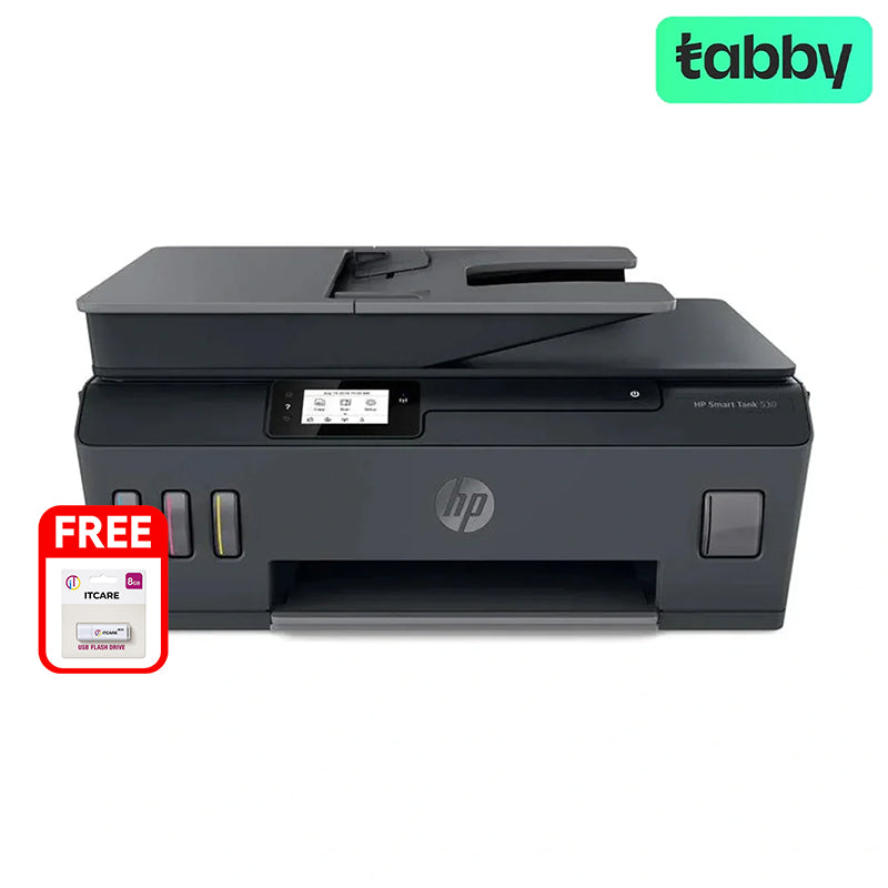 HP Smart Tank Printer 530 Wireless AIO – 11ppm / 4800dpi / A4 / USB / Wi-Fi / Bluetooth / Color Inkjet + Free ITCARE 8GB Flash Drive