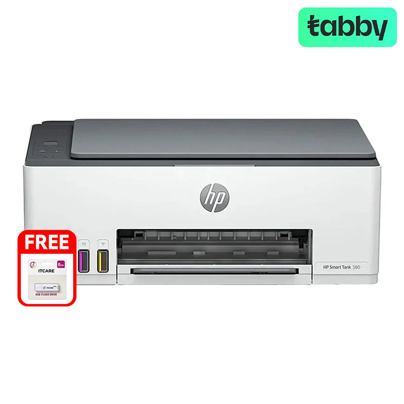 HP Smart Tank 580 AIO - 12ppm / 4800dpi / A4 / USB / Wi-Fi / Color Inkjet - Printer + Free ITCARE 8GB Flash Drive