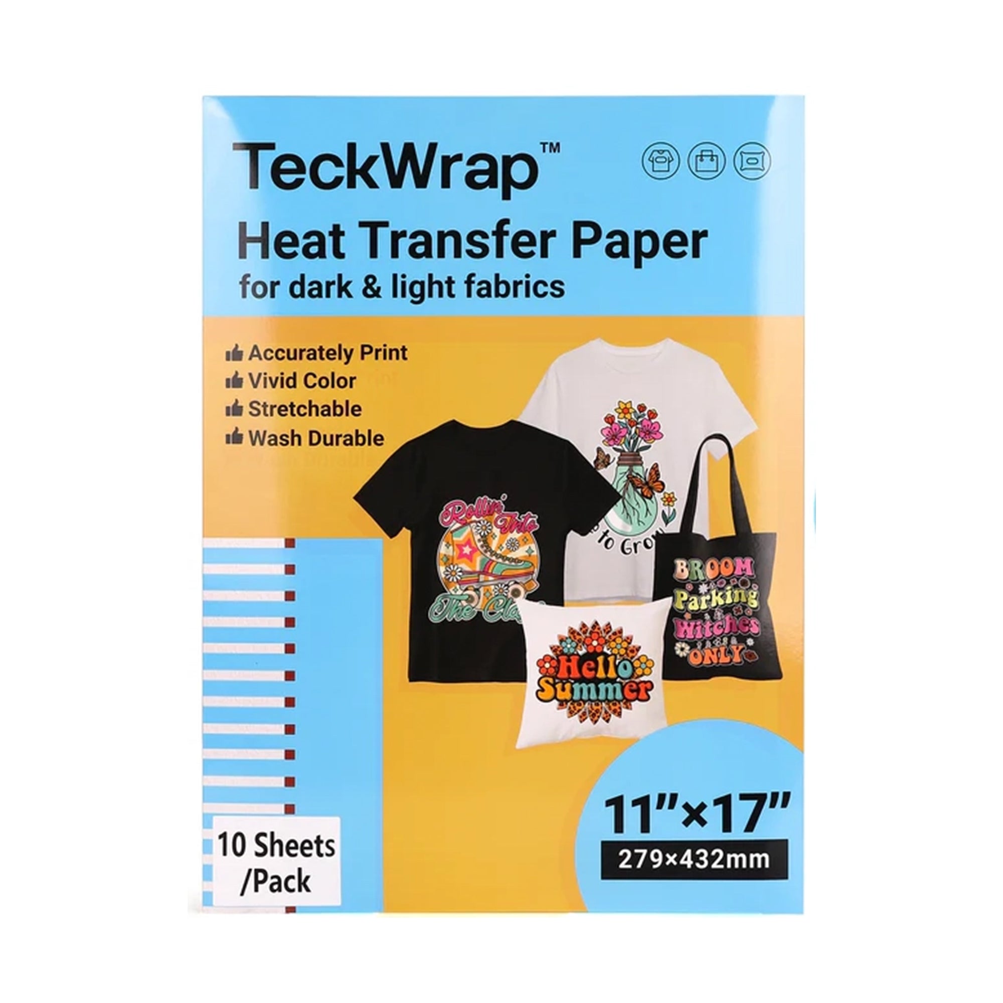 TeckWrap 11" × 17" Printable Heat Transfer Paper – Tabloid Size/ 10 Sheets