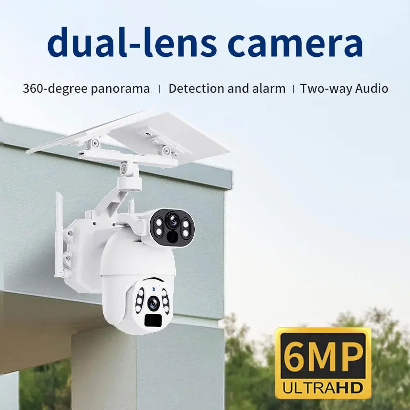 Dual-Panel Solar-Powered Q6 Security Camera