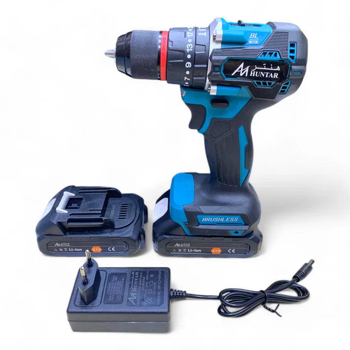 Huntar 21V Brushless Cordless Drill Set with 2 Batteries - MS531912