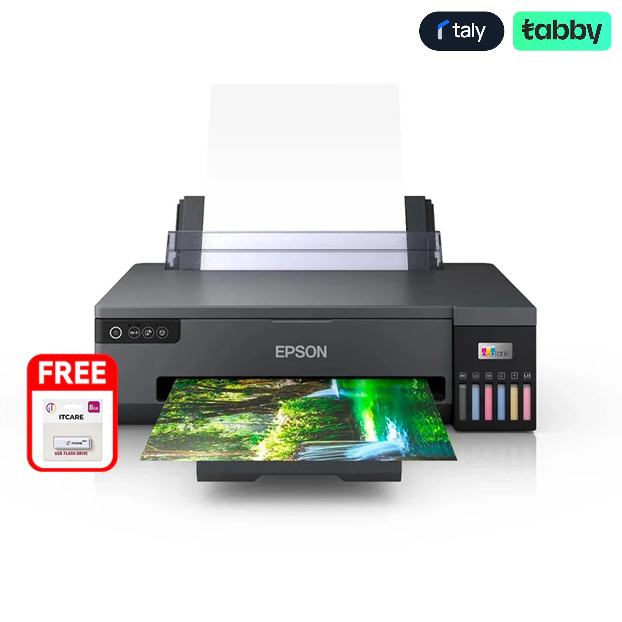 طابعة Epson EcoTank L18050 A3+ بدون حدود مزودة بأحبار صبغية سداسية الألوان + محرك أقراص فلاش ITCARE سعة 8 جيجابايت مجانًا