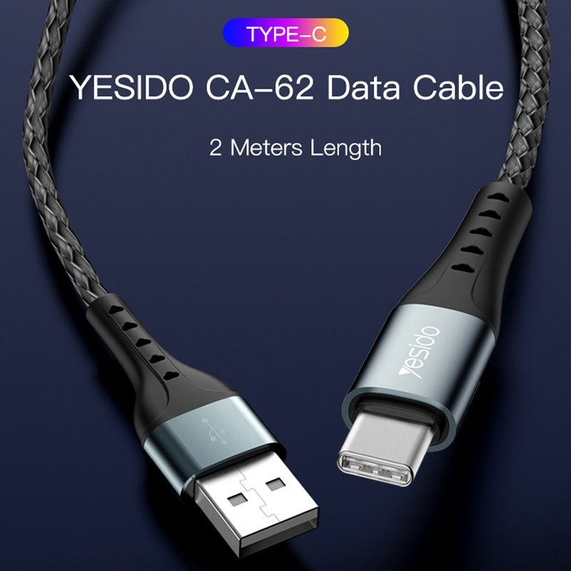 كابل شحن Yesido CA63 2.4A USB إلى Type-C – 2 متر