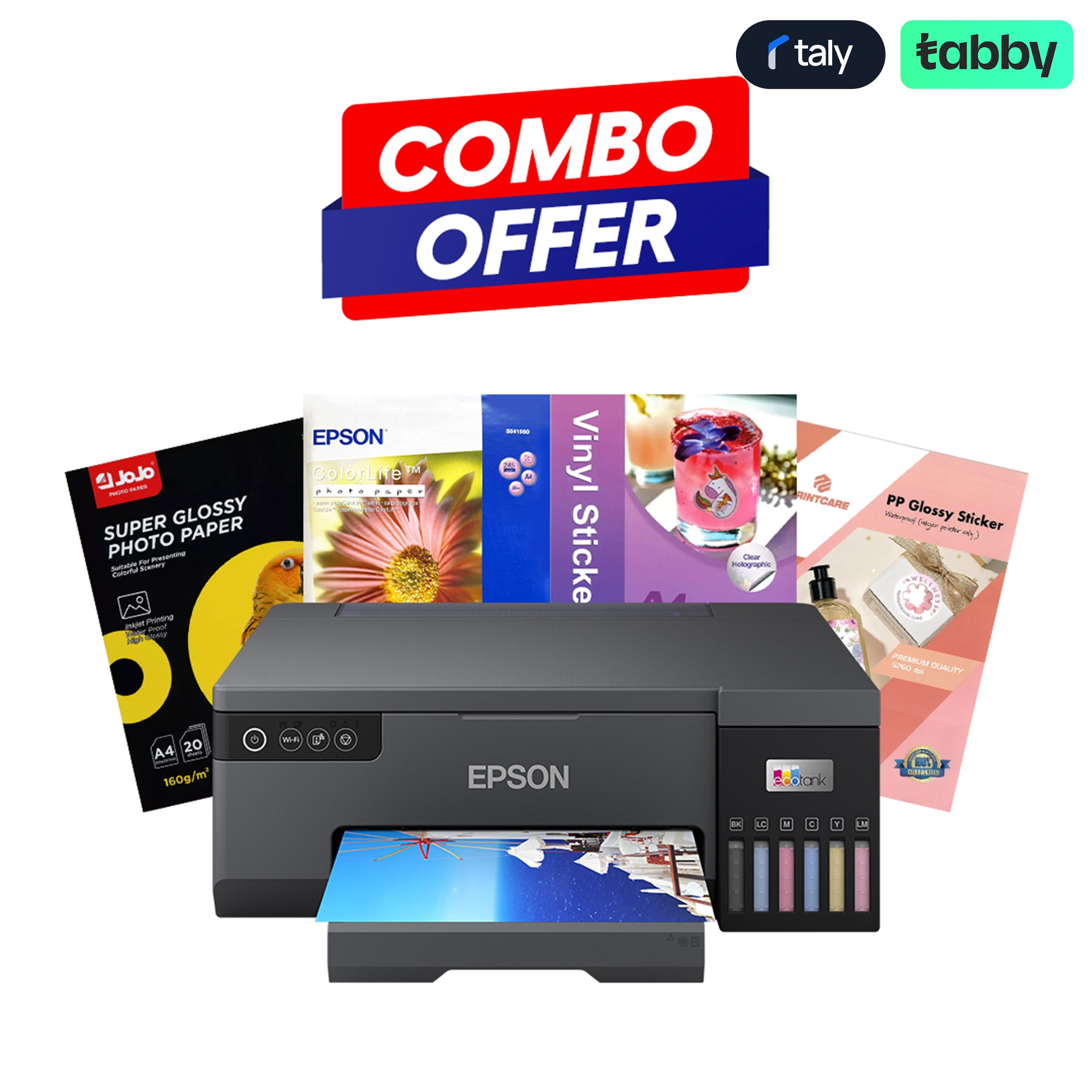 Epson EcoTank L8050 A4 6-color Color Inkjet Printer - Photo Paper Bundle Offer