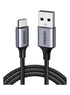 UGREEN US288 USB-A 2.0 to USB-C 18W Fast Charging Braided Cable 1m - Black