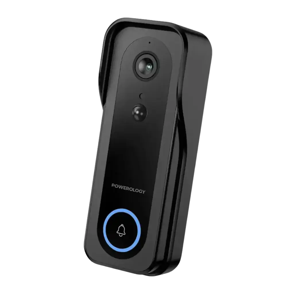Powerology Smart Doorbell Camera with Chime - Black | IT Care Kuwait