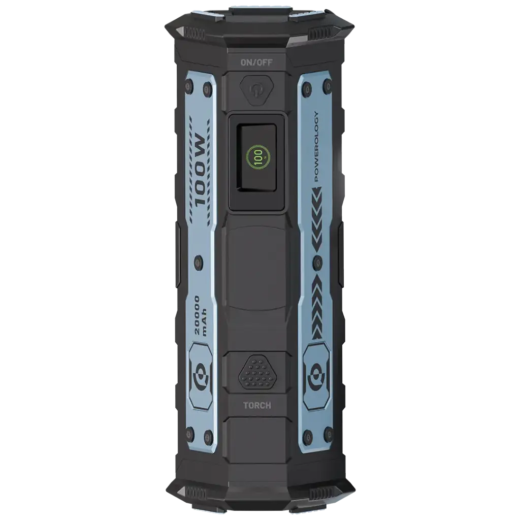 Powerology TorchPower 20000mAh Power Bank with Built-In Flashlight - Black | IT Care Kuwait