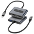 Powerology 4-in-1 USB-C Multi-Function Hub with Dual HDMI and PD 100W - Gray