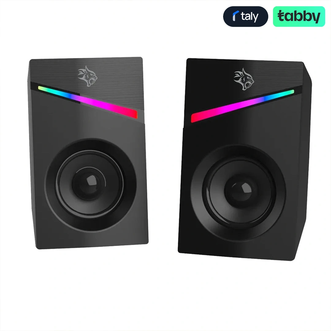 Porodo Gaming Stereo Speakers Volume Knob Control Black | IT Care Kuwait
