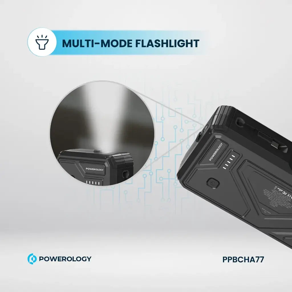 Powerology 27000mAh Solar Wireless Charging Power Bank - Black | IT Care Kuwait