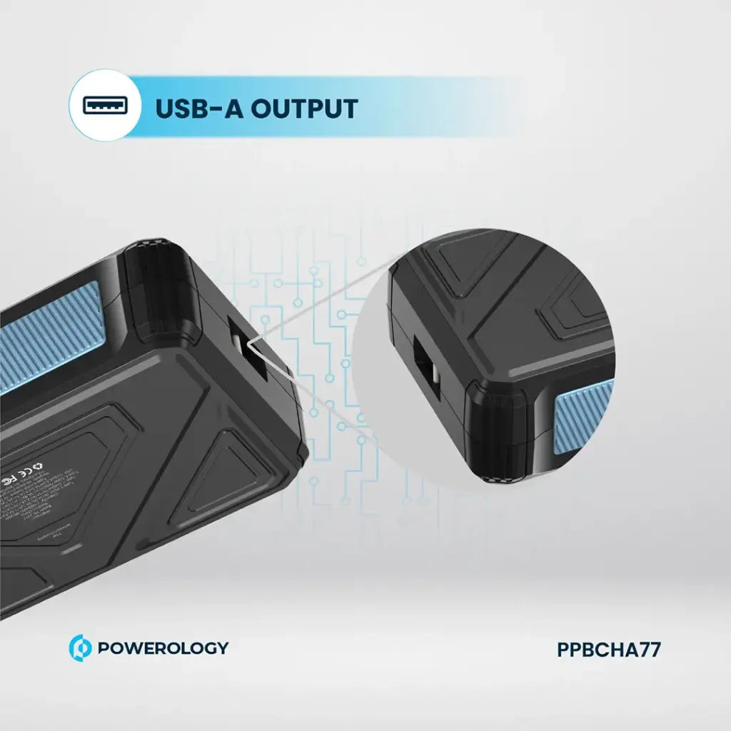 Powerology 27000mAh Solar Wireless Charging Power Bank - Black | IT Care Kuwait