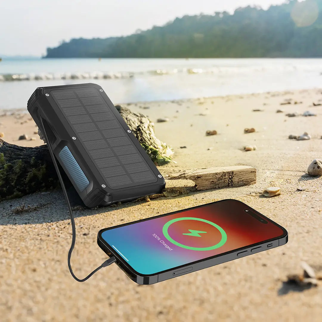 Powerology 27000mAh Solar Wireless Charging Power Bank - Black | IT Care Kuwait