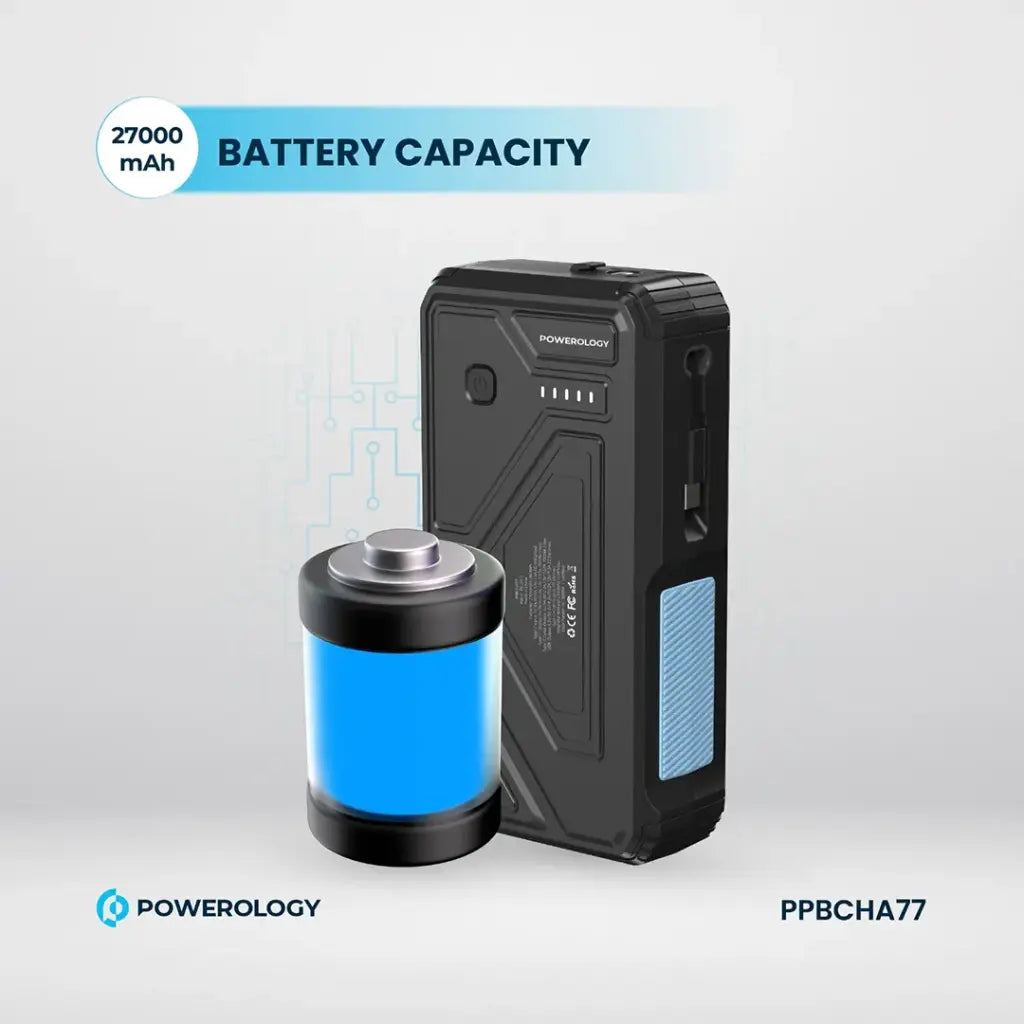 Powerology 27000mAh Solar Wireless Charging Power Bank - Black | IT Care Kuwait