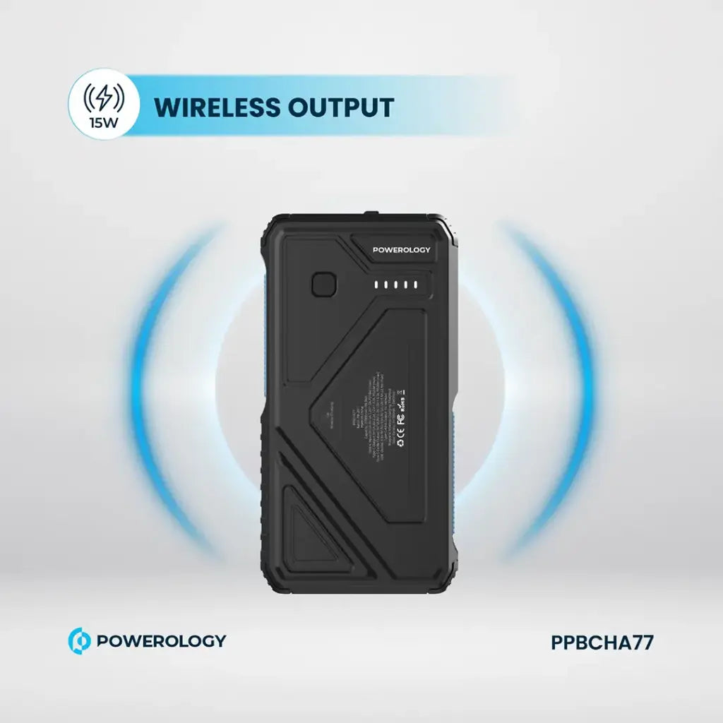 Powerology 27000mAh Solar Wireless Charging Power Bank - Black | IT Care Kuwait