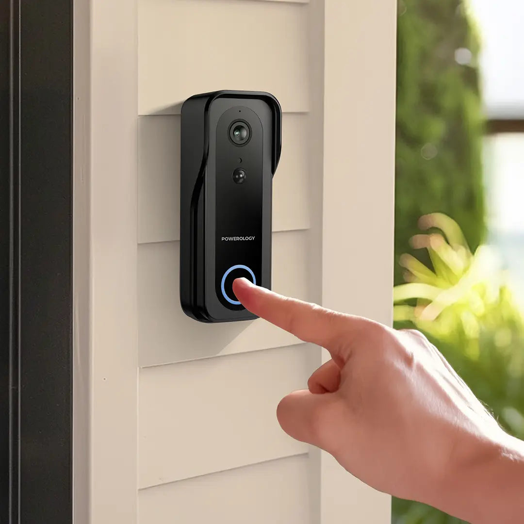 Powerology Smart Doorbell Camera with Chime - Black | IT Care Kuwait